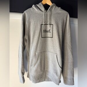 HUF Box Logo Pullover Hoodie in Grey, Size Extra Large (XL)
